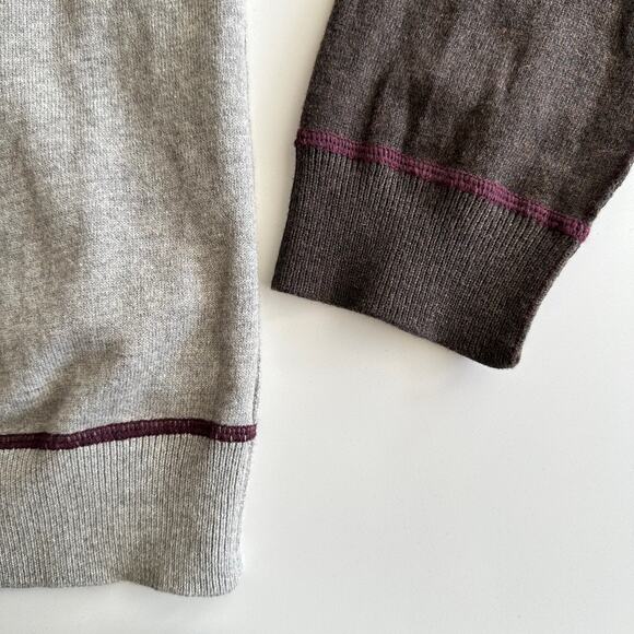 Gap EUC Y2K Wool Cotton Blend Full Zip Baseball Hoodie Gray Plum Cardigan L - Picture 3 of 9